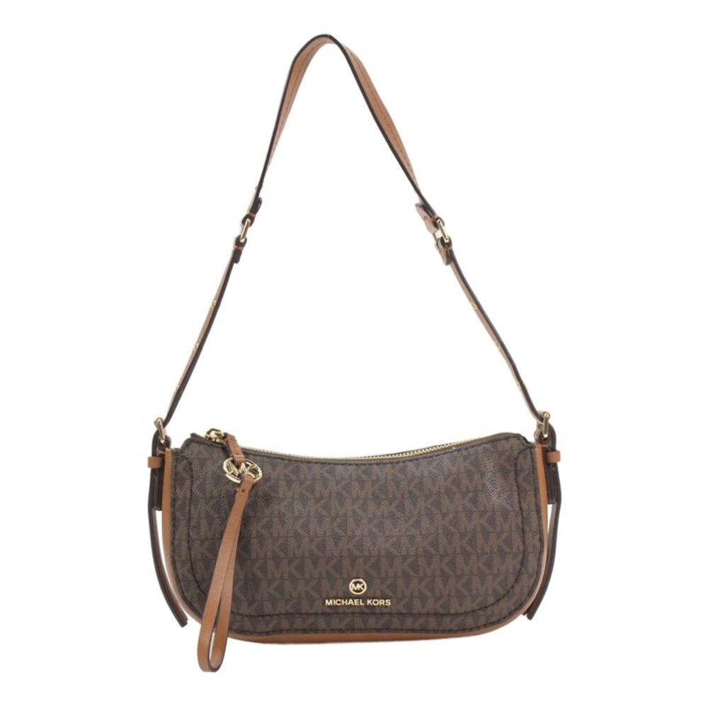 Michael Kors Womens Camden XS Signature Pouchette Handbag Brown